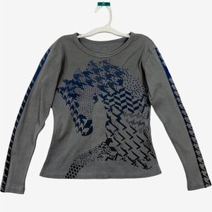 Girls Kerrits Long Sleeve Origami Horse Shirt Medium